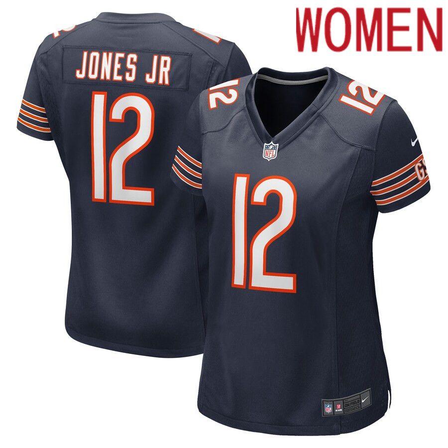 Women Chicago Bears #12 Velus Jones Jr. Nike Navy Game Player NFL Jersey->women nfl jersey->Women Jersey